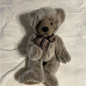Brown Plush Teddy Bear with Plaid Bow‎